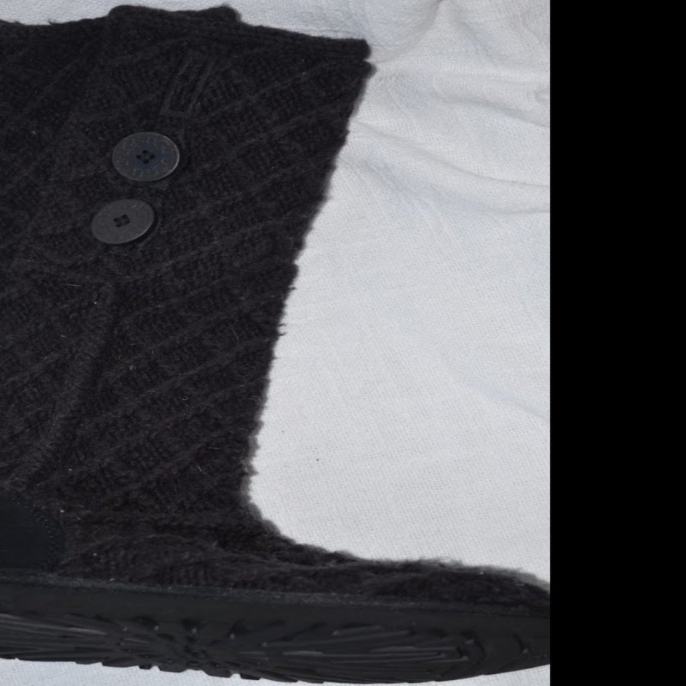 UGG Lattice Black Sweater Knit Tall Winter Boots